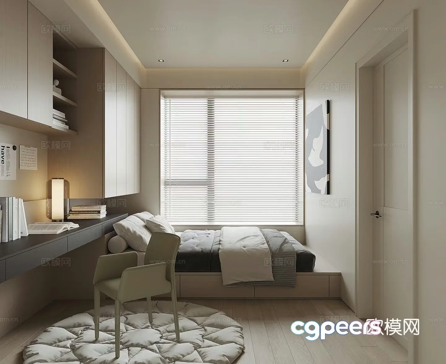 Cream style tatami bedroom 3d model