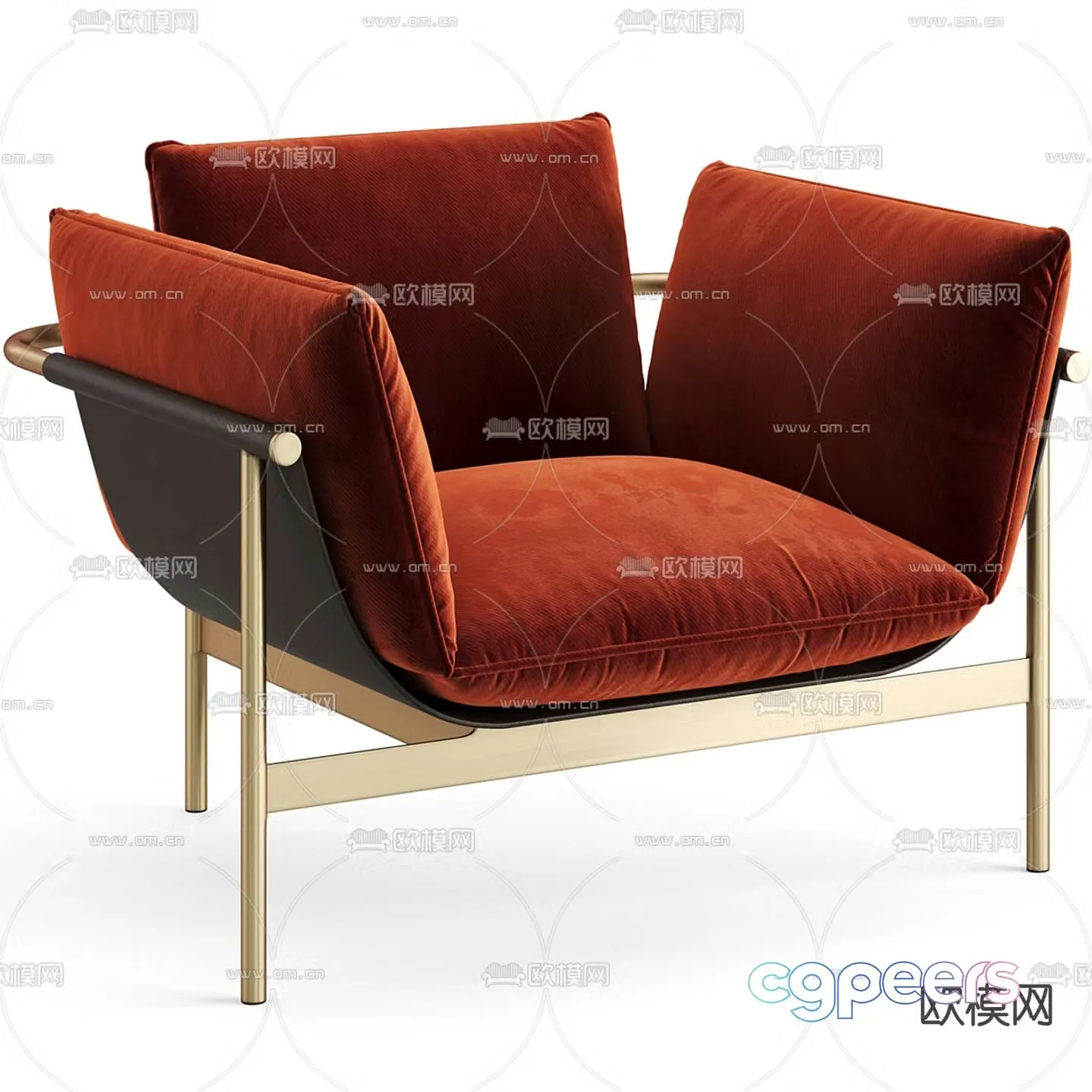 FENDI red chair leisure chair 3d model