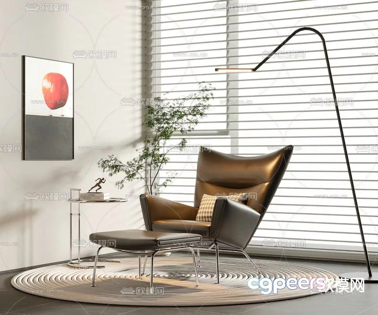 Leather chair lounge chair 3d model