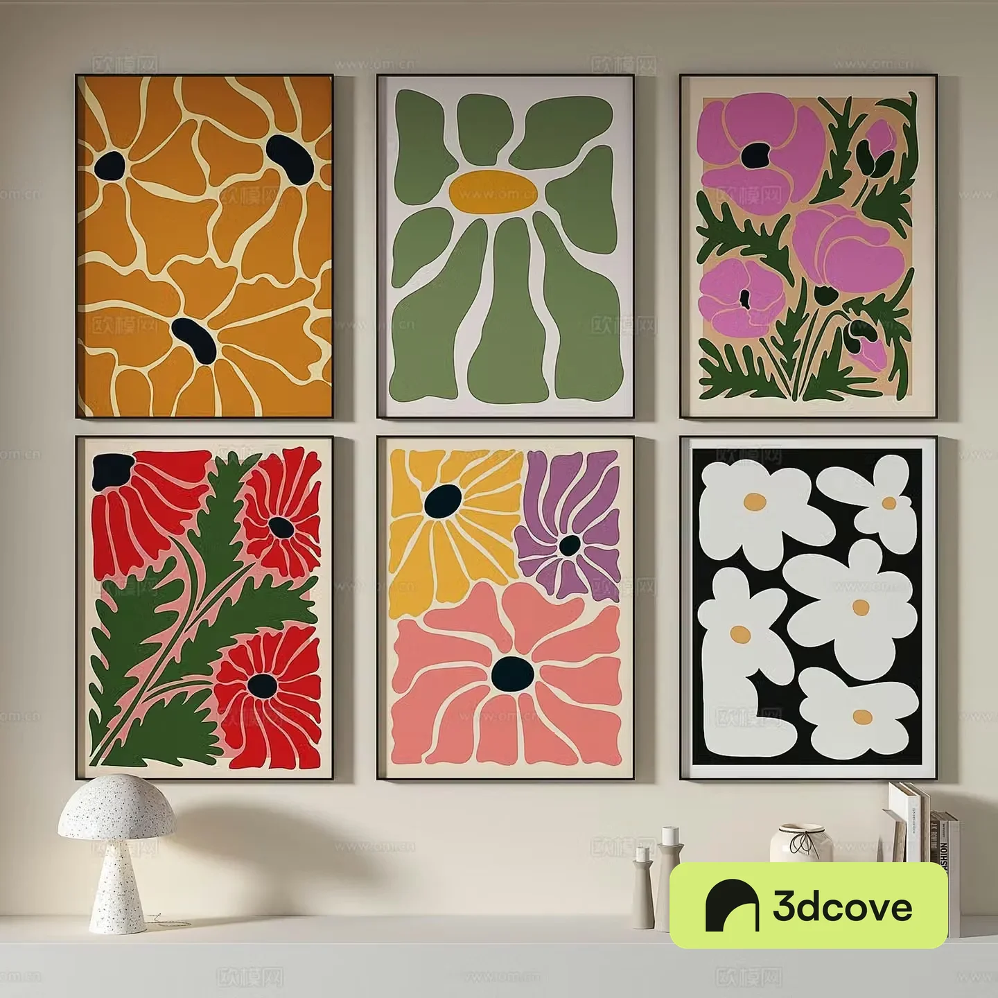 Decorative painting art painting floral hanging painting 3d model