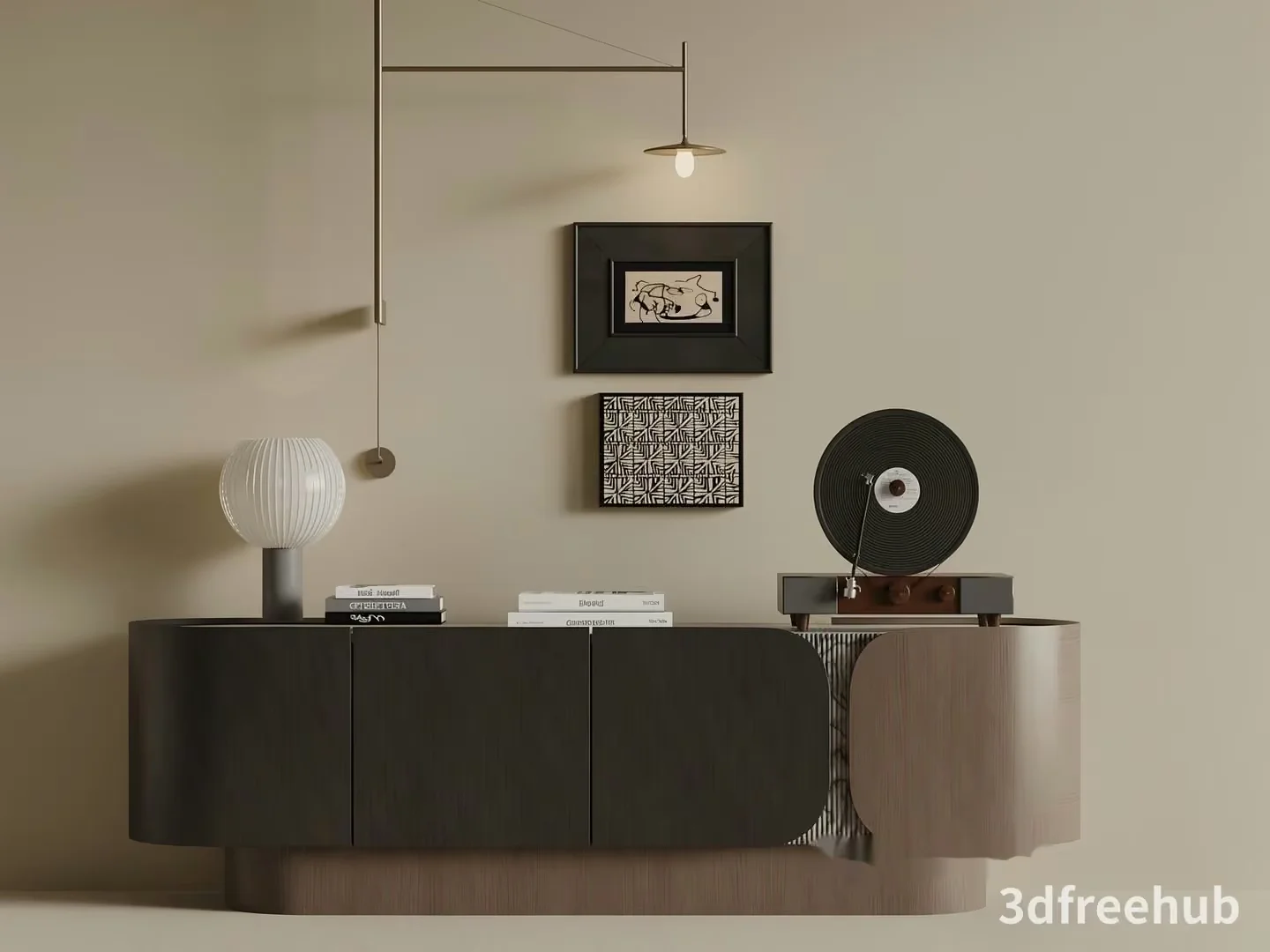 Modern Mid-Century Sideboard 3D Model – 22221 – VRAY Render