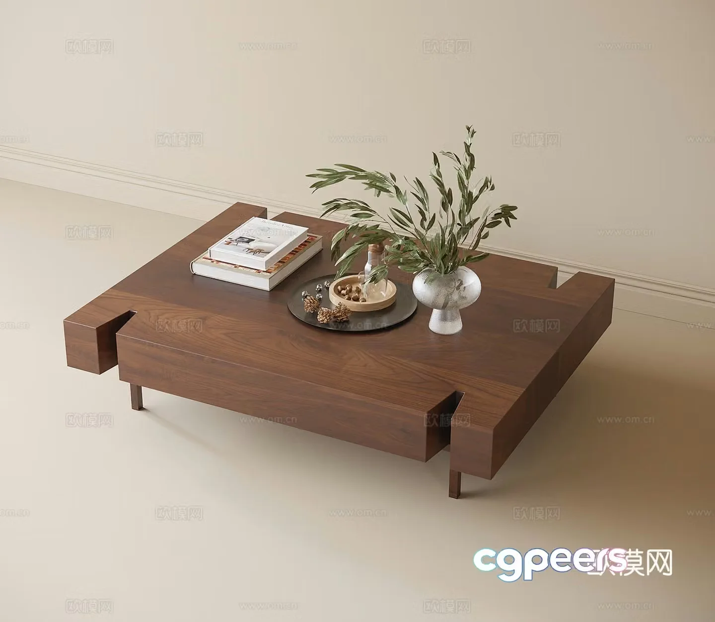 Modern solid wood coffee table coffee table ornament 3D model