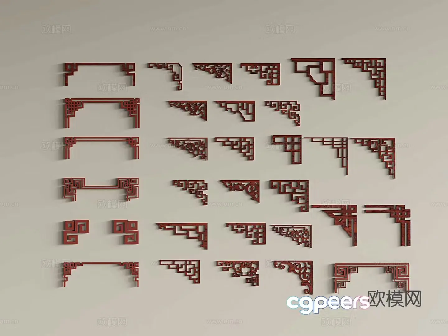 New Chinese style carving corner flower corner line eaves line 3D model