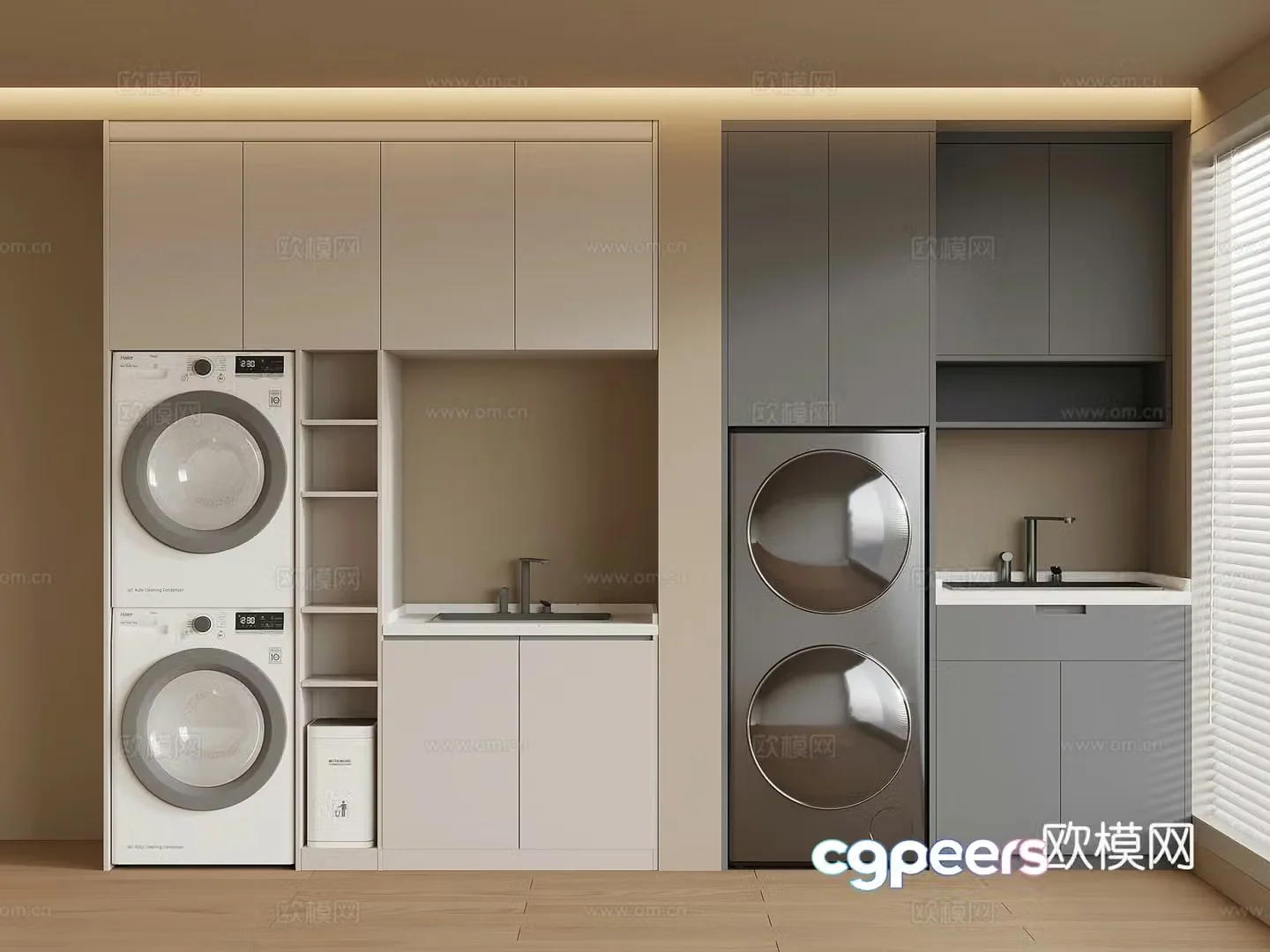 Modern washing machine cabinet balcony cabinet 3d model