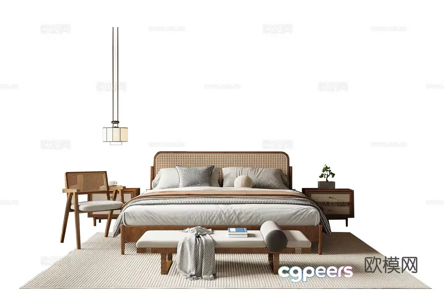 Wasabi Middle Style Double Bed 3D Model