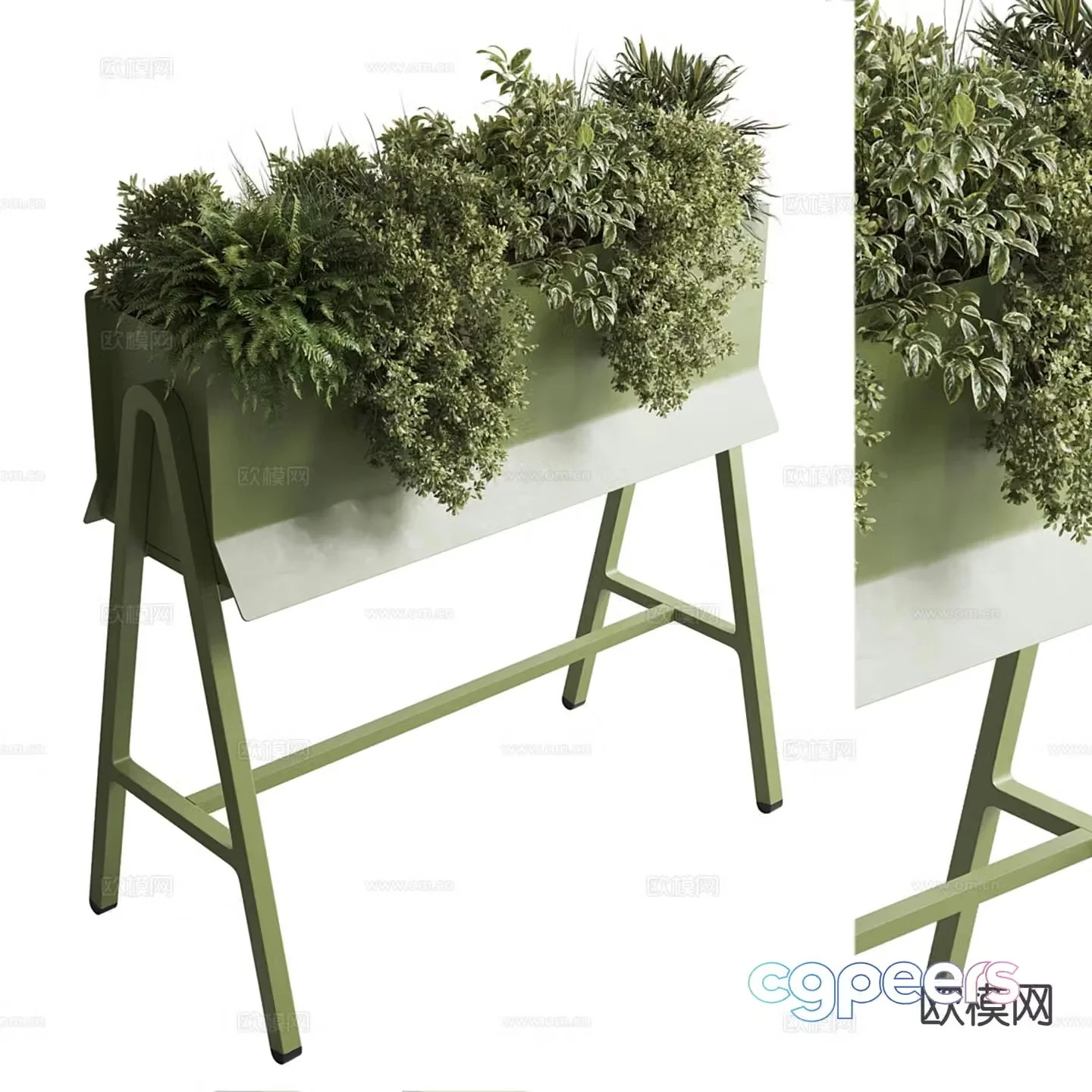 Modern green plant flower box 3d model