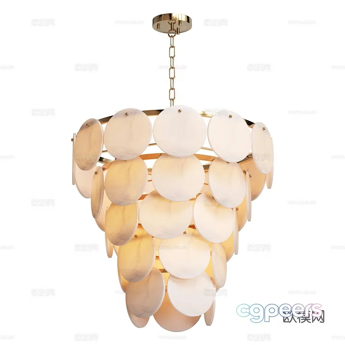 Modern light luxury metal translucent stone decorative chandelier 3d model