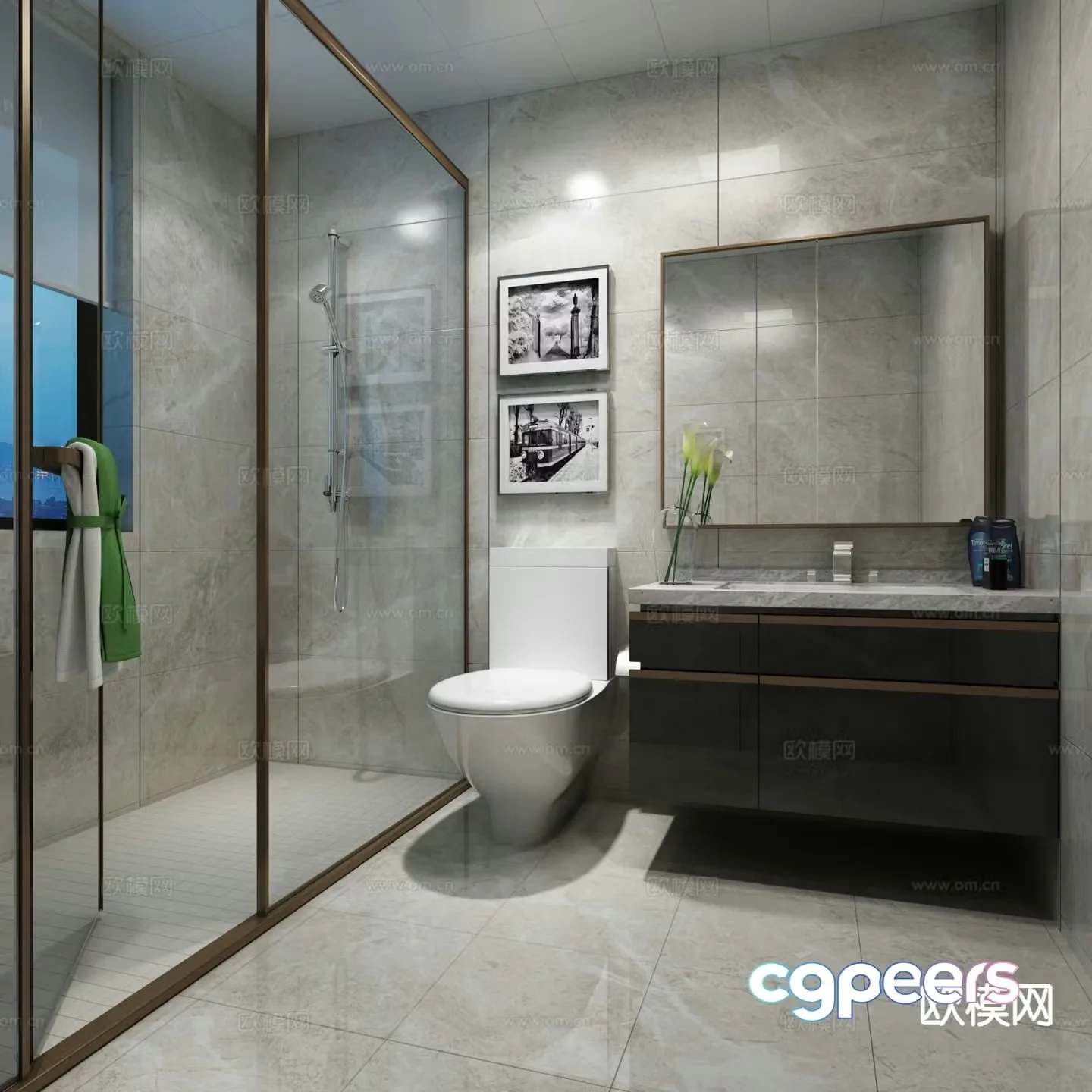 Modern minimalist bathroom bathroom 3d model