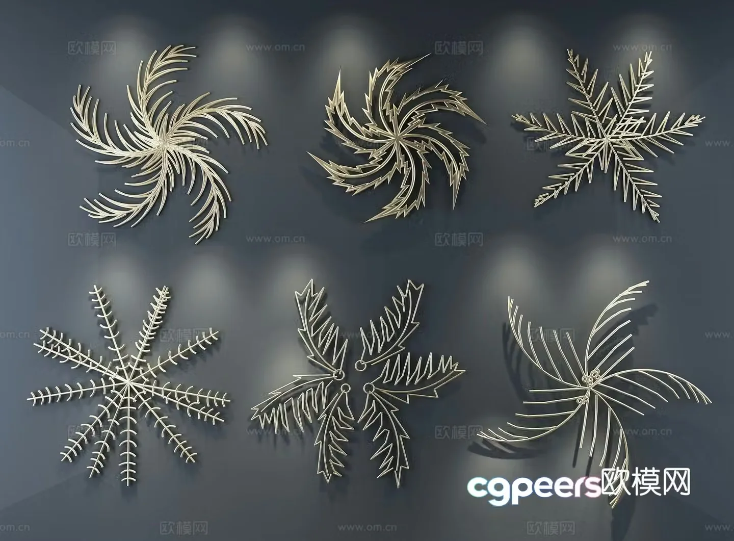 Modern metal wall decoration snowflake hanging decoration 3d model