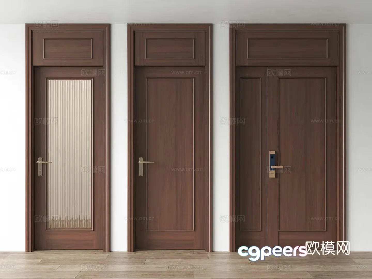 Chinese solid wood door Single-open door New Chinese wooden door Mother and child door Bedroom door Kitchen and bathroom door Chinese 3D model