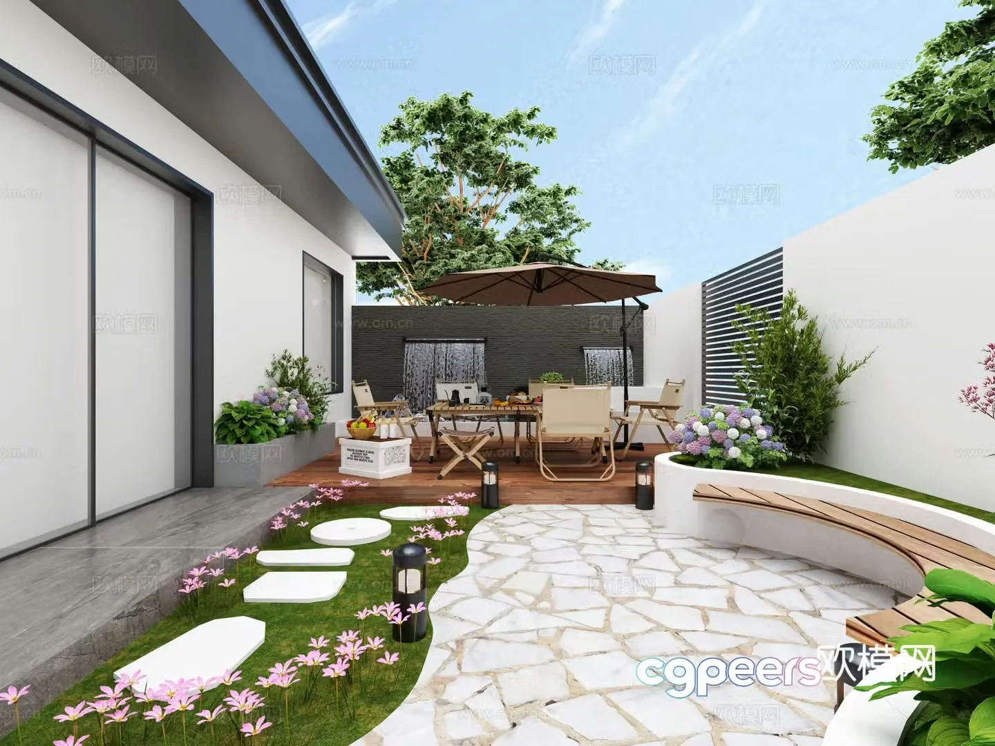 Modern courtyard landscape garden 3d model
