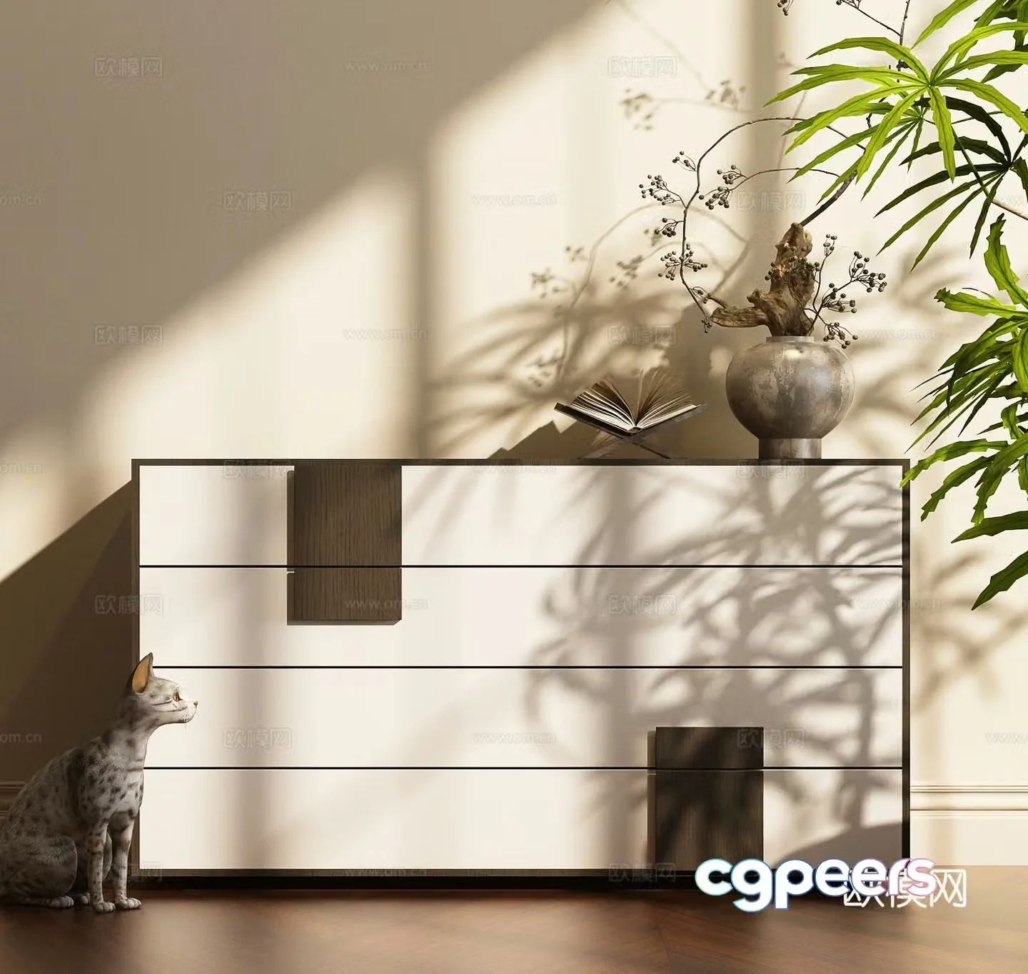 Modern Italian porch cabinet Italian chest of drawers Italian minimalist low cabinet Modern Italian decorative cabinet chest of drawers 3D model