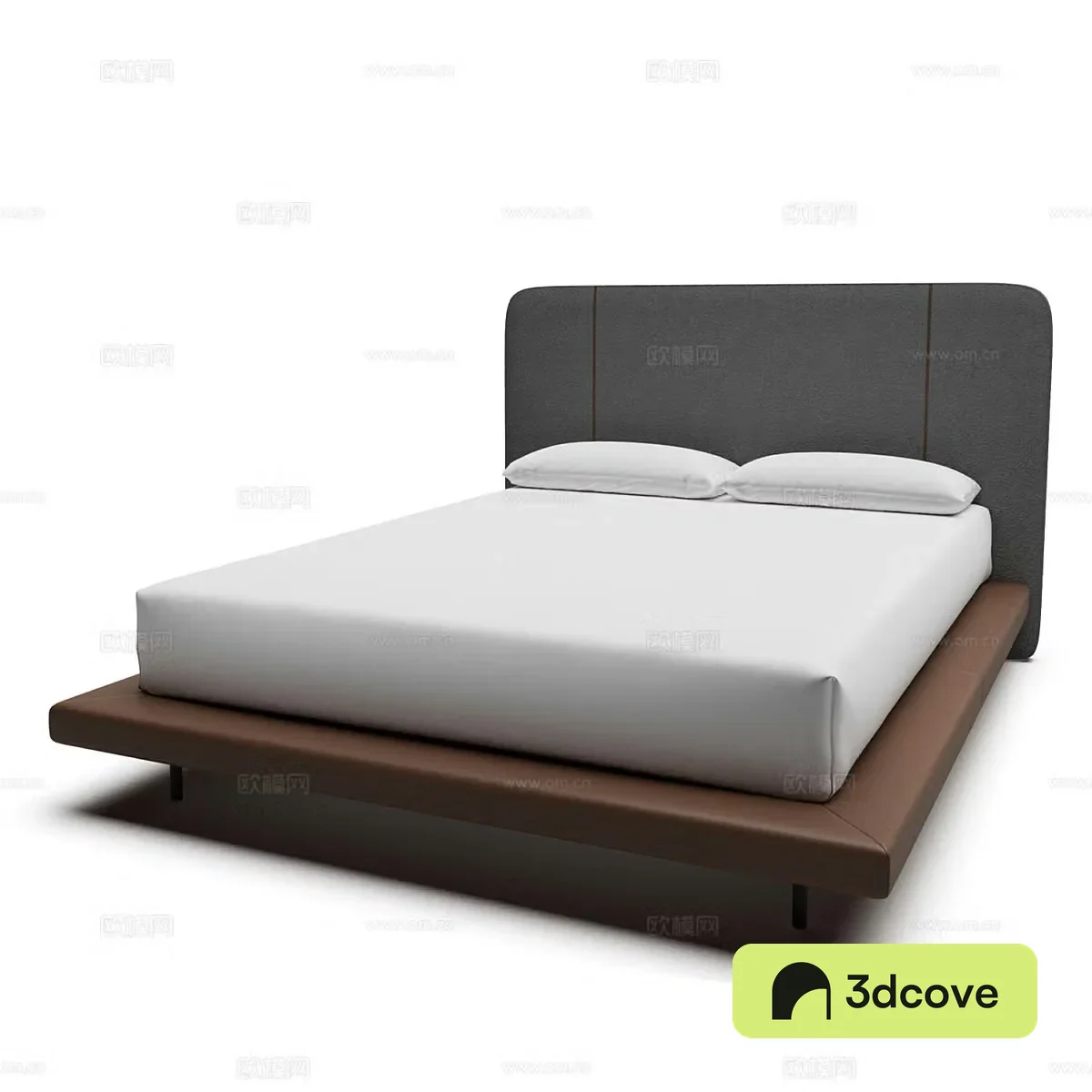 Modern simple double bed Simple bed Bedroom bed Pillow