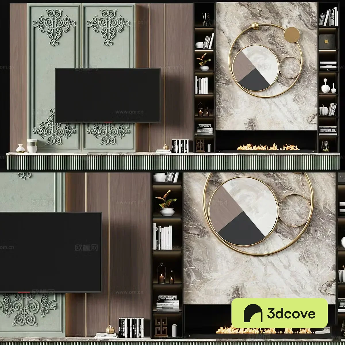 Modern light luxury TV background wall