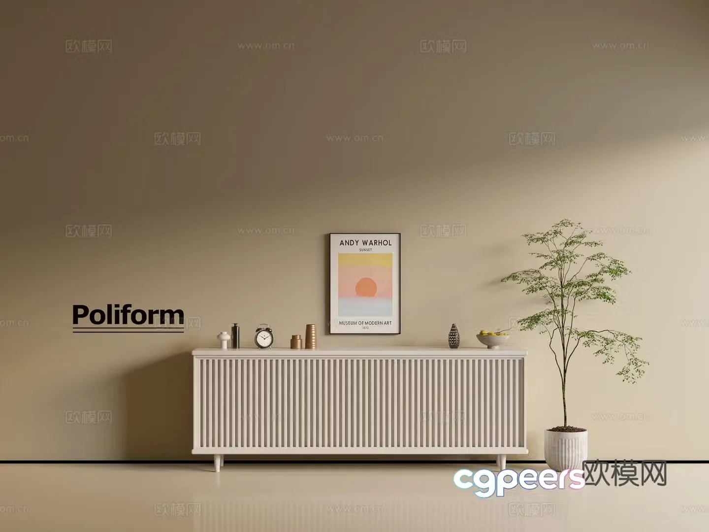 Modern cream wind chest of cabinet ins wind minimalist wind cabinet whole cabinet sideboard balcony cabinet 3d model