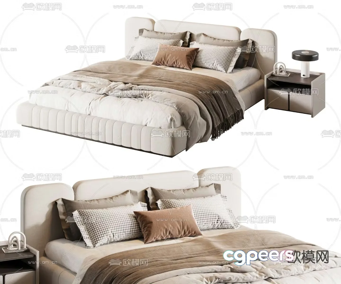 Modern double bed 3d model