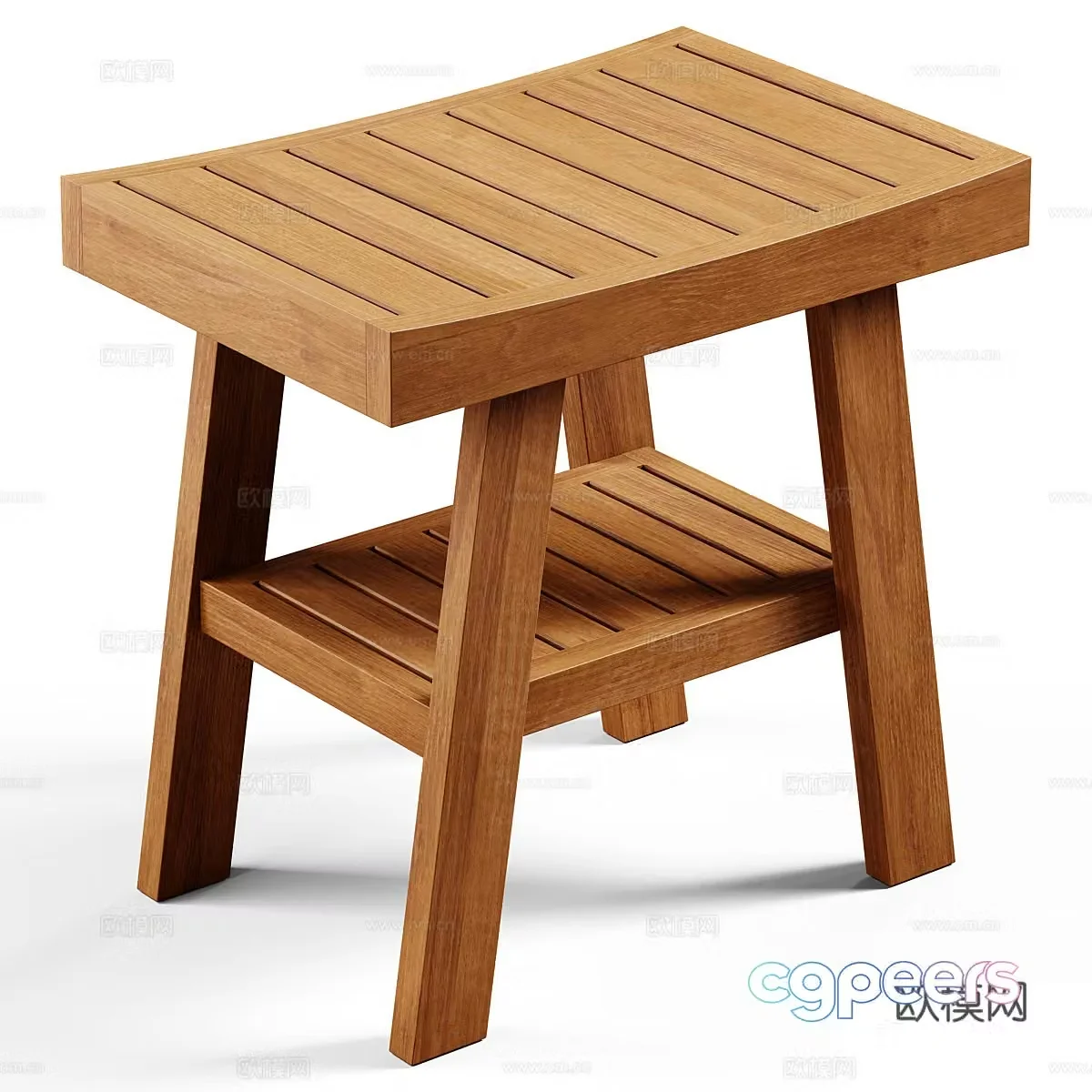 New Chinese style wasabi wooden bench 3D model