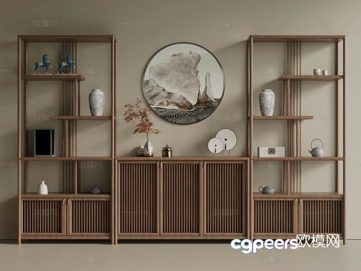New Chinese style Chinese style Bo Ancient Shelf Bo Ancient Shelf Tea Cabinet Side Cabinet Low Cabinet 3D Model