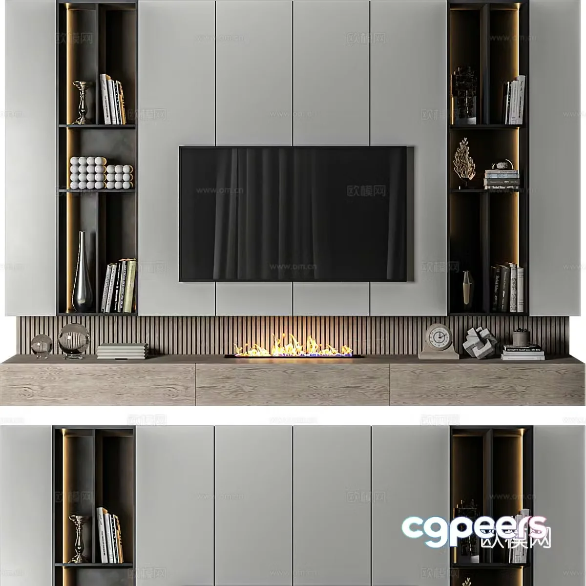Modern Italian TV background wall 3d model