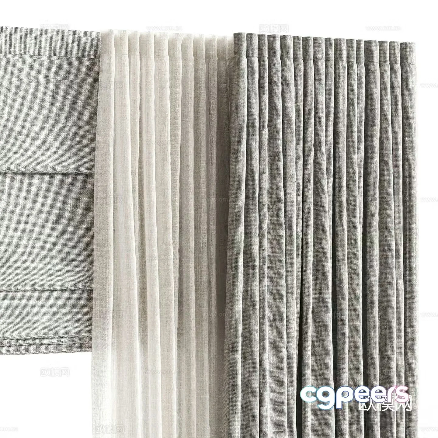 Modern curtains window screen 3d model