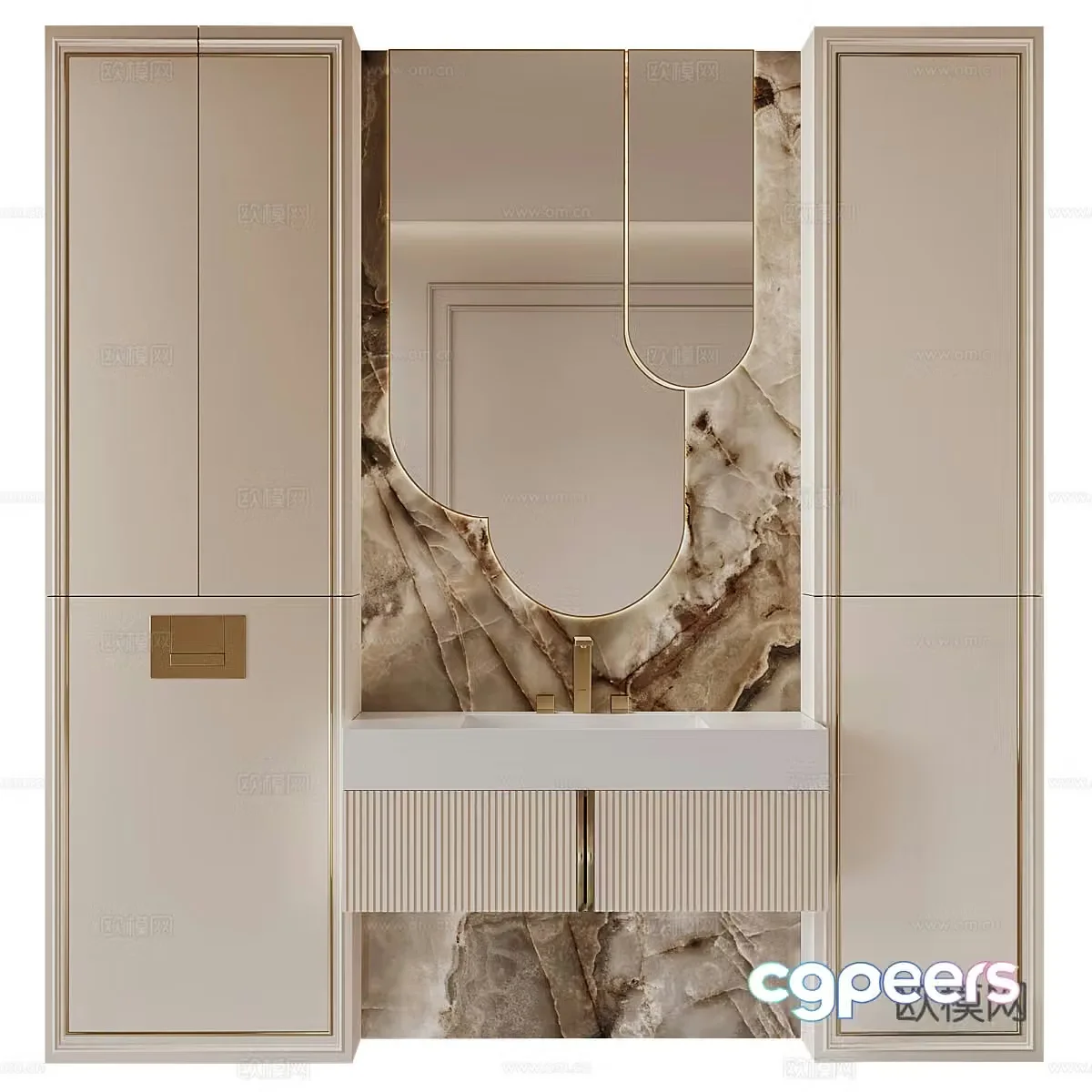 Washing table bathroom cabinet simple washbasin basin counter basin bathroom mirror 3D model