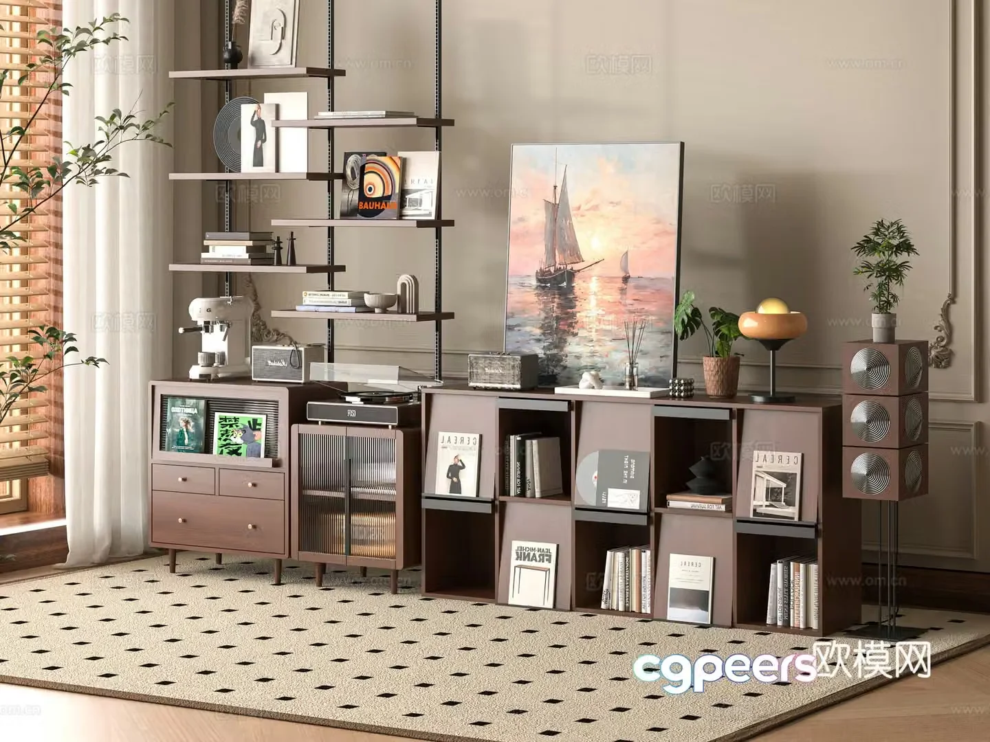 Modern bookcase 3d model