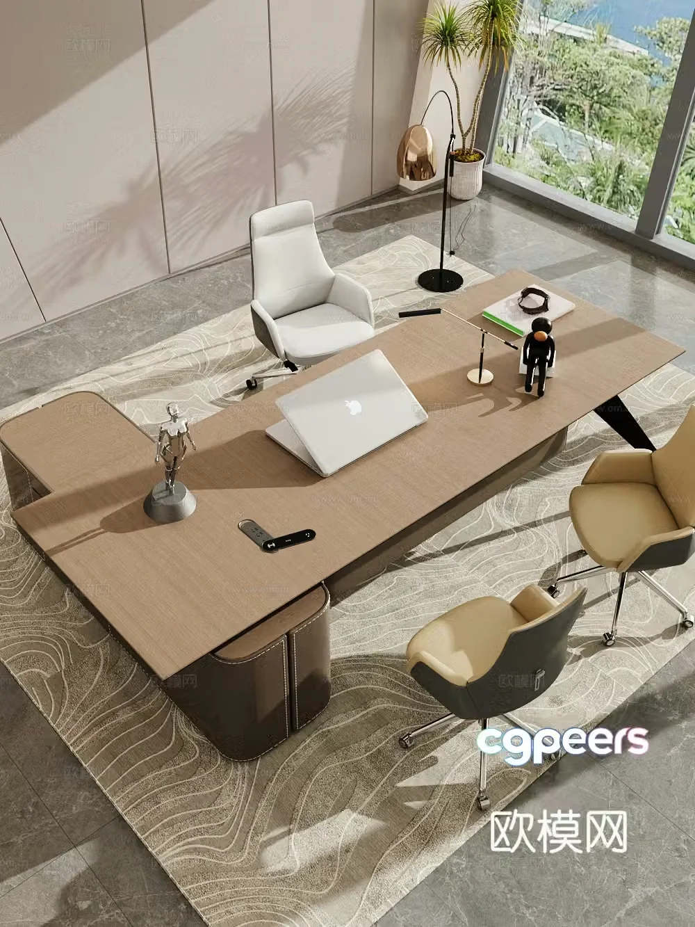 Modern Italian office desk and chair Modern office desk and chair Boss table Large class desk President desk 3D model