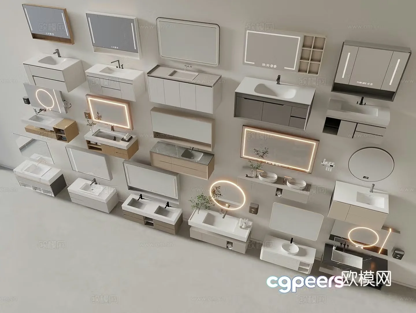 Bathroom cabinet wash basin bathroom mirror floor-to-ceiling bathroom cabinet double-bathroom cabinet 3D model