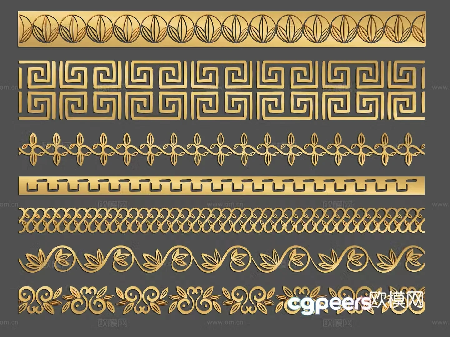 Chinese border pattern corner corner flower ruyi pattern lace 3d model