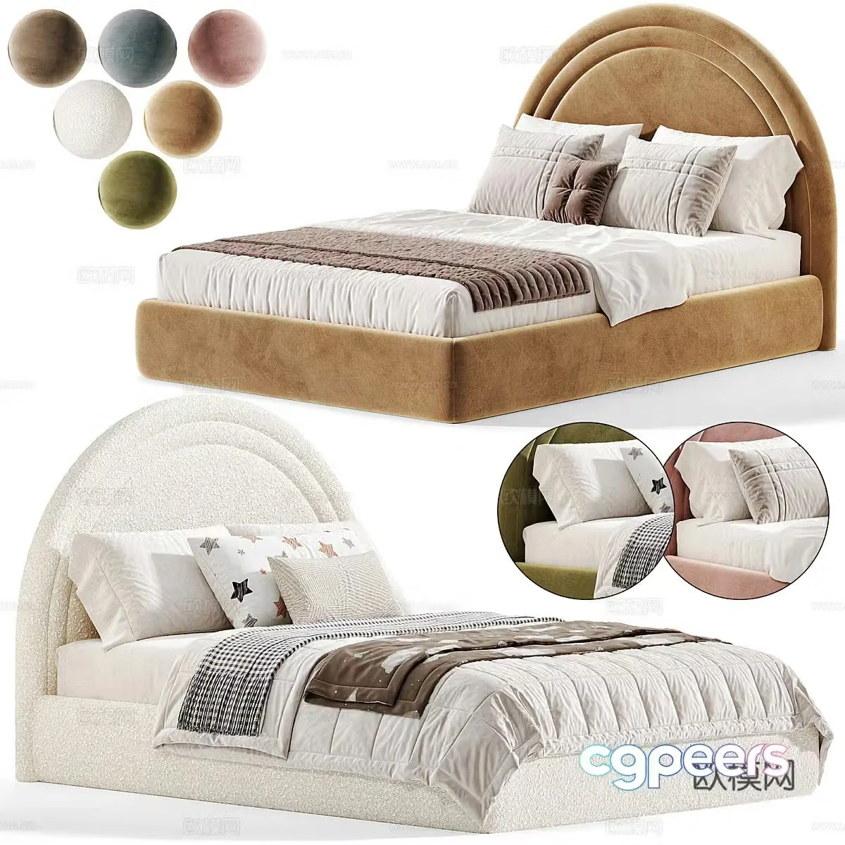 Modern single bed 3d model