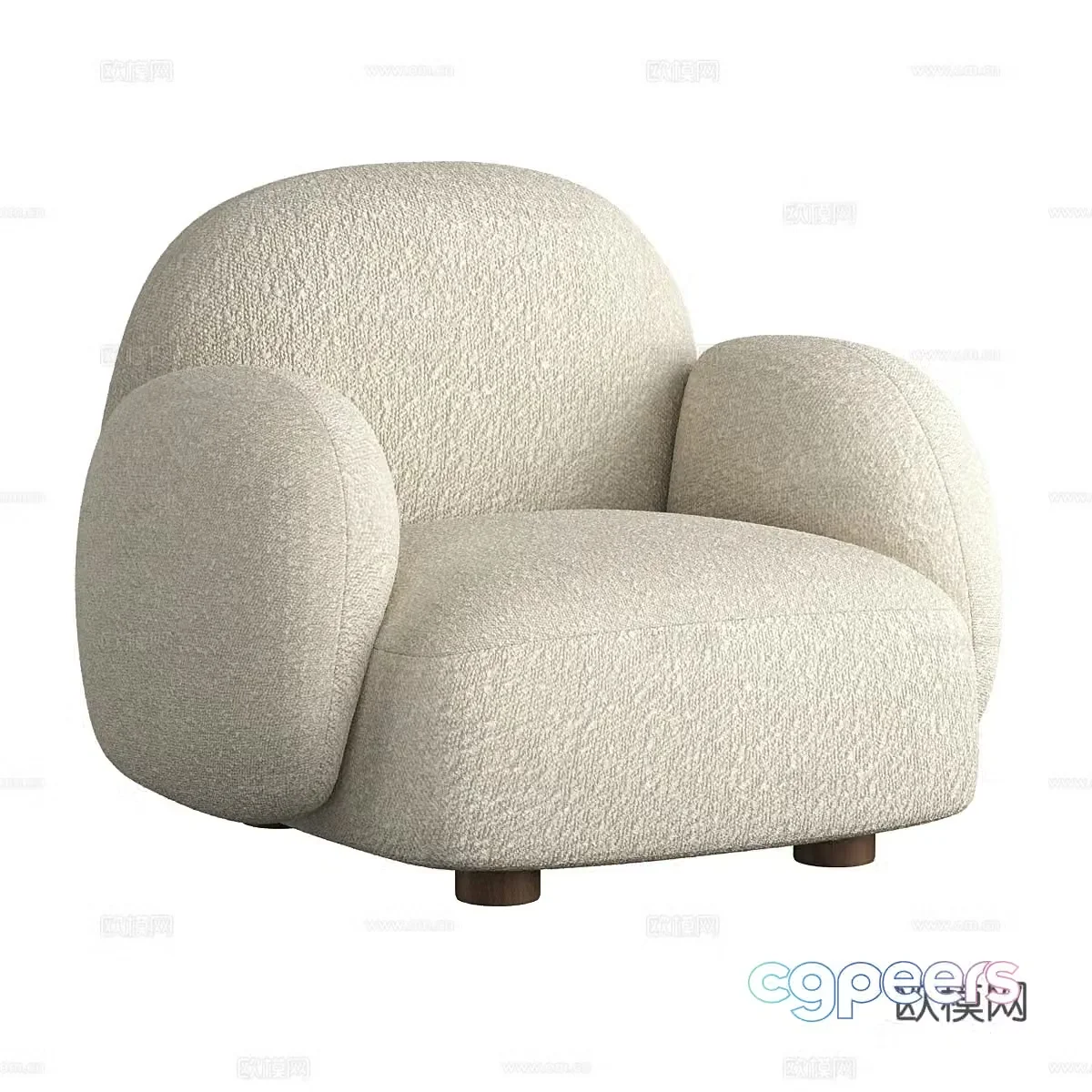 Creamy single sofa 3d model