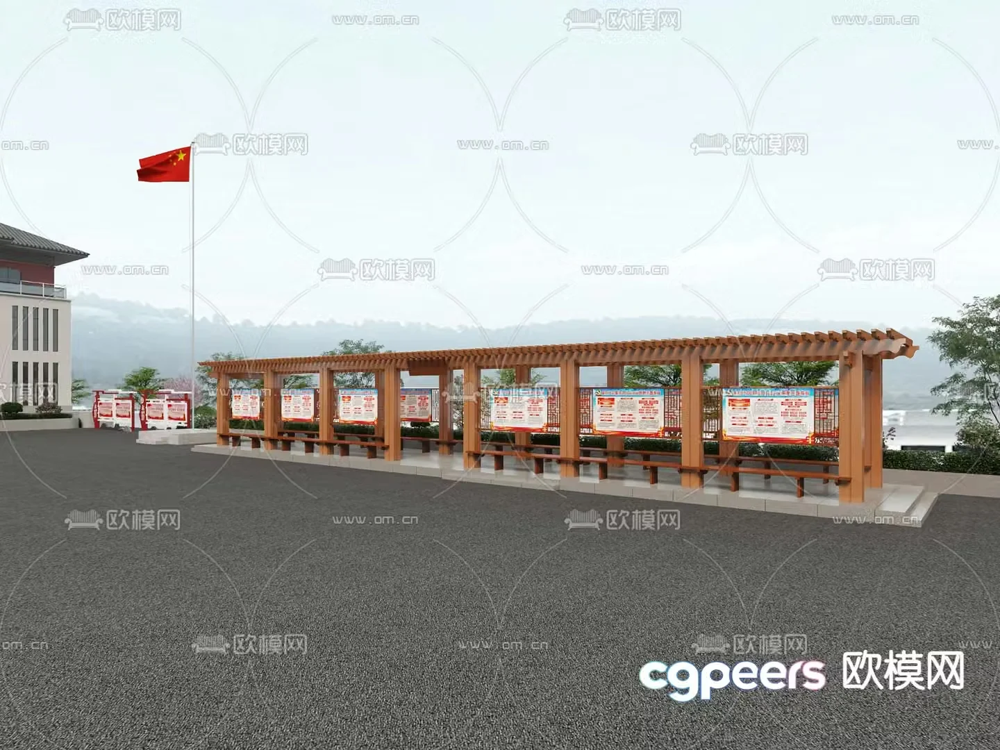Cultural corridor landscape corridor 3D model