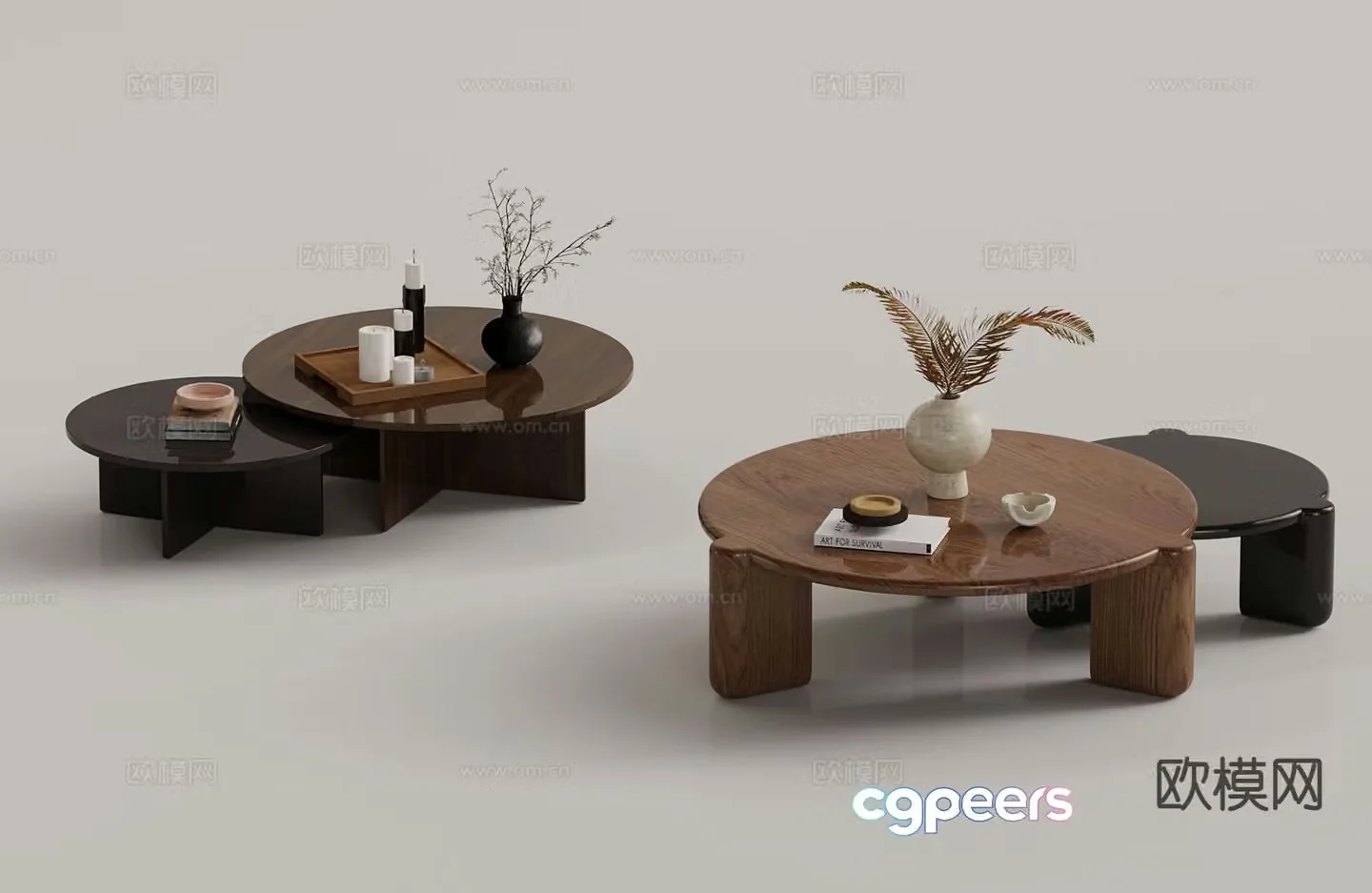 Modern double coffee table 3d model