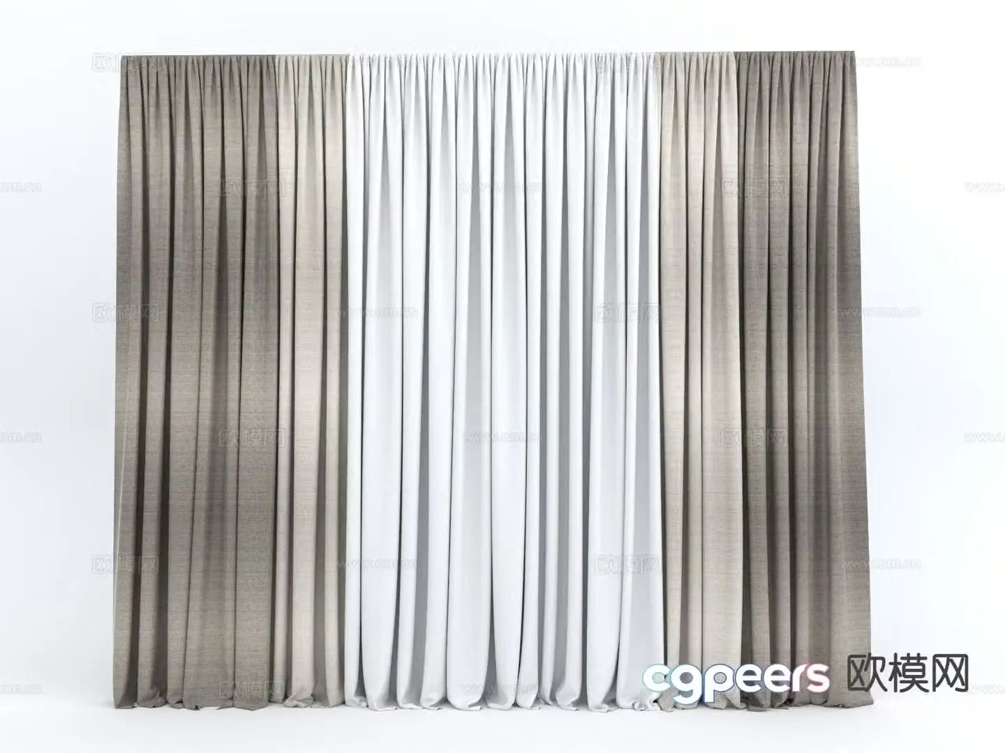 Plain curtain screen gauze curtain 3d model