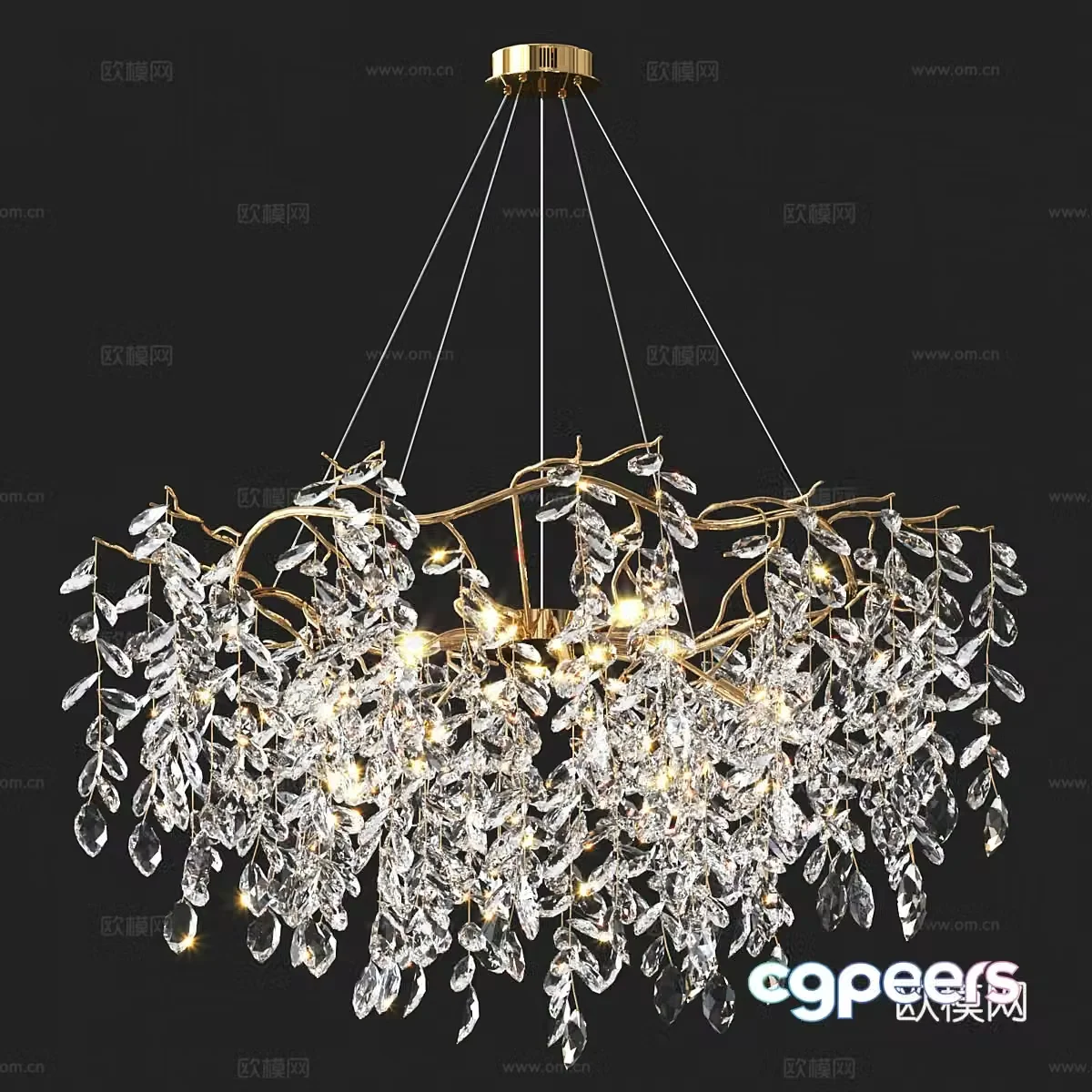 Light luxury crystal chandelier 3D model