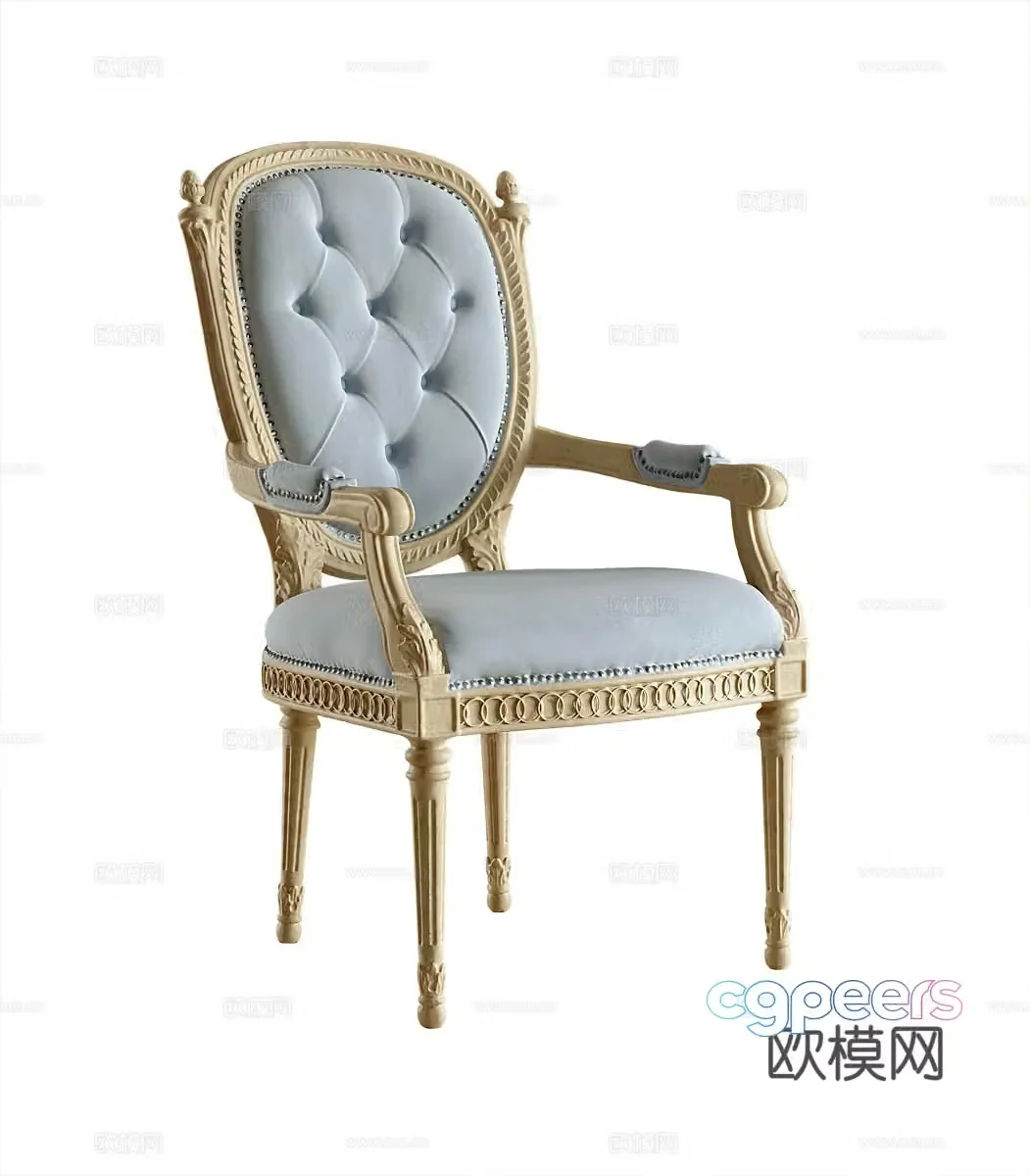 French single chair book chair armchair 3d model