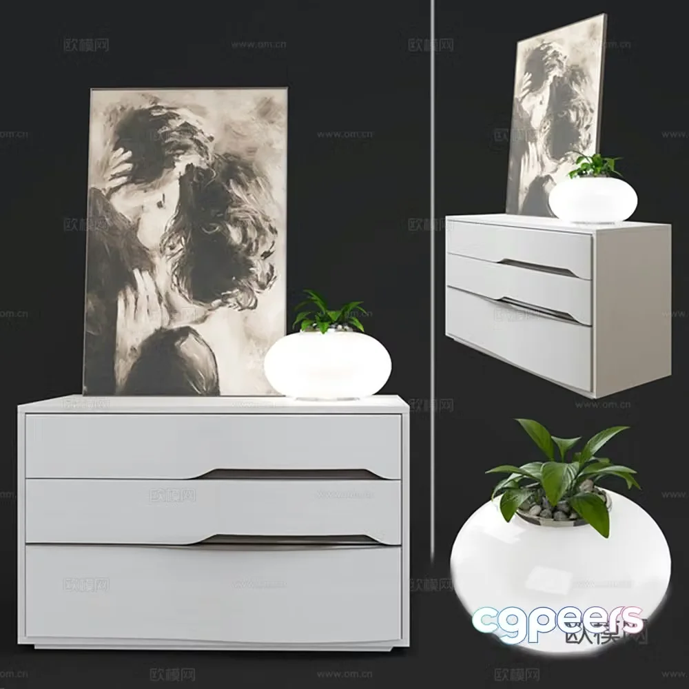 Cabinet Bedside Table Low Cabinet 3D Model
