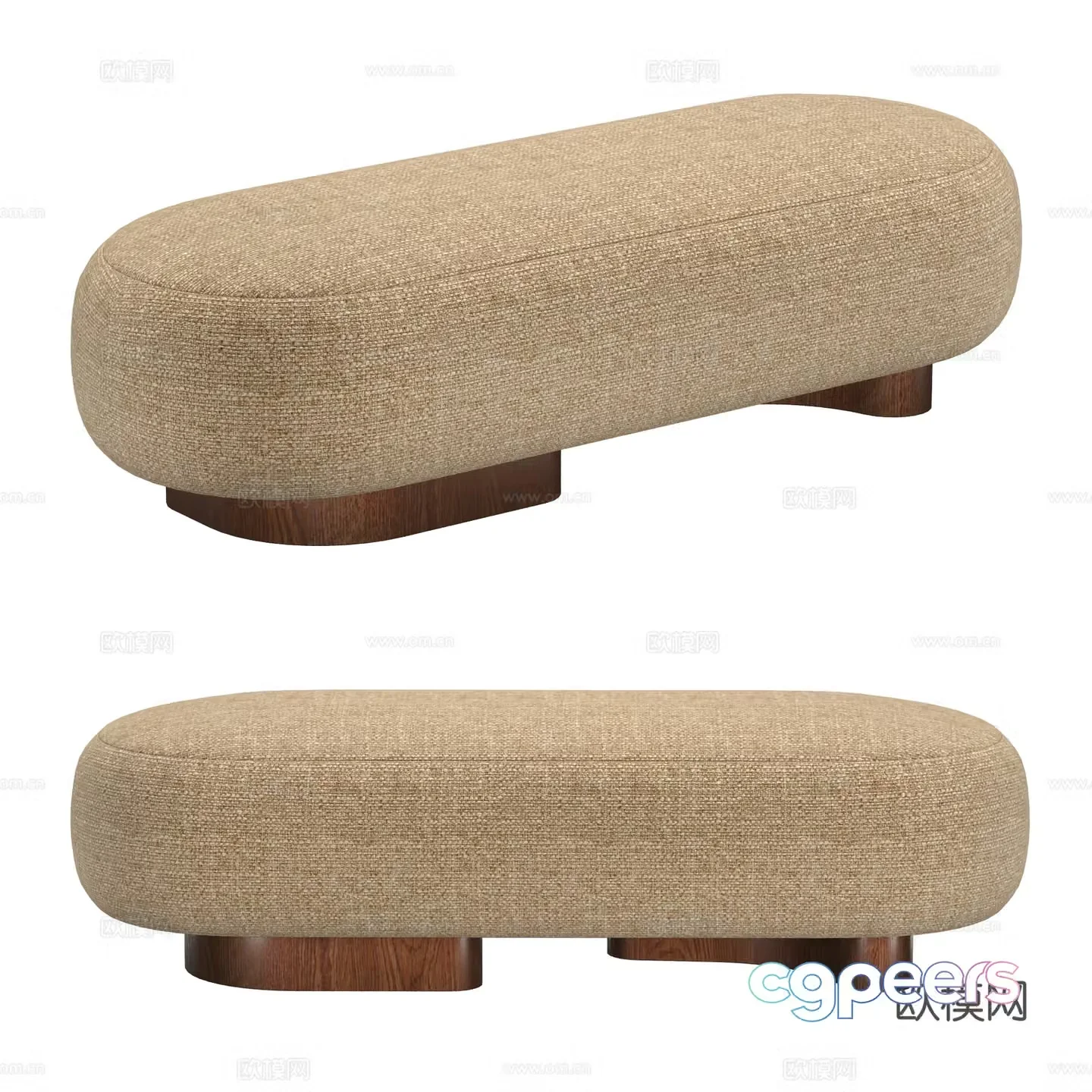 Modern cream style sofa stool 3d model