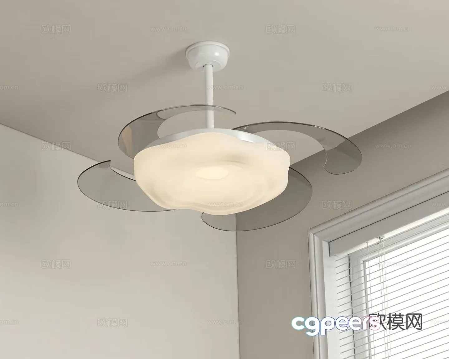Creamy ceiling fan light Fan light 3d model