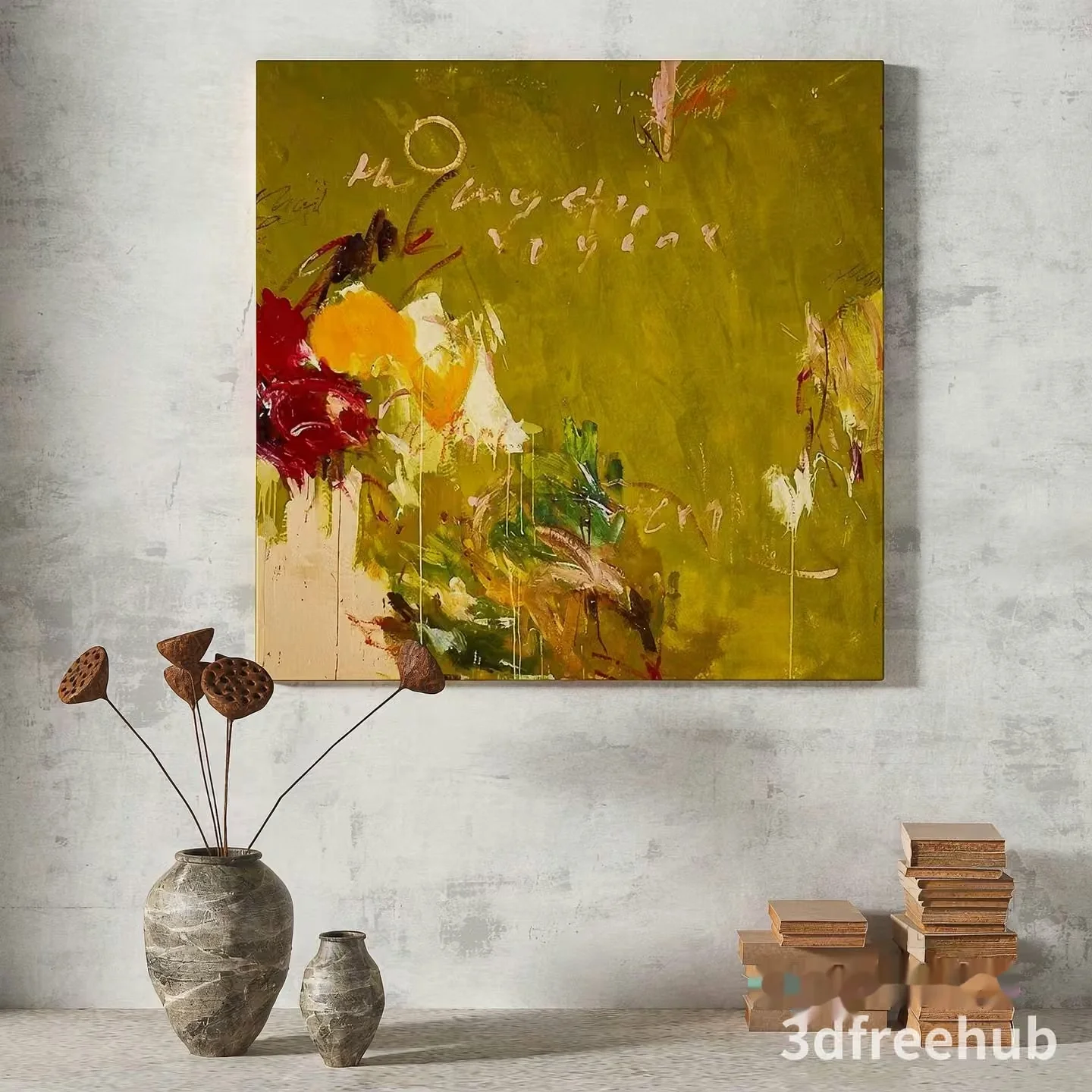 A Large Abstract Painting 3D Model – 5425 – VRAY Render