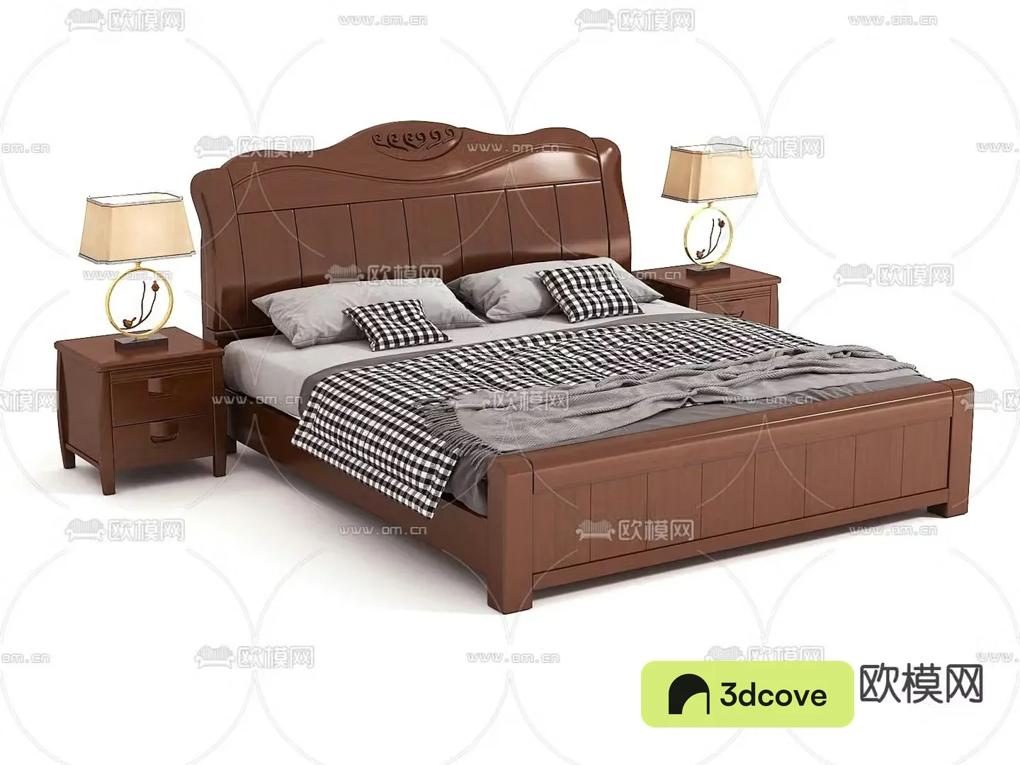 Modern Chinese solid wood bed