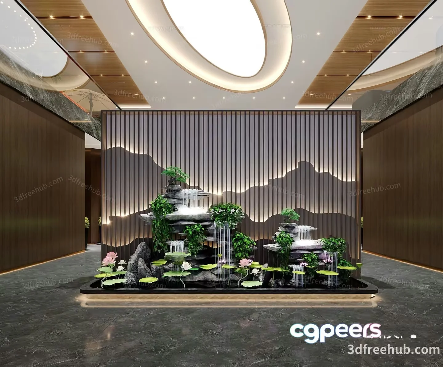 A Modern Fountain Display 3D Model – 19985 – VRAY Render