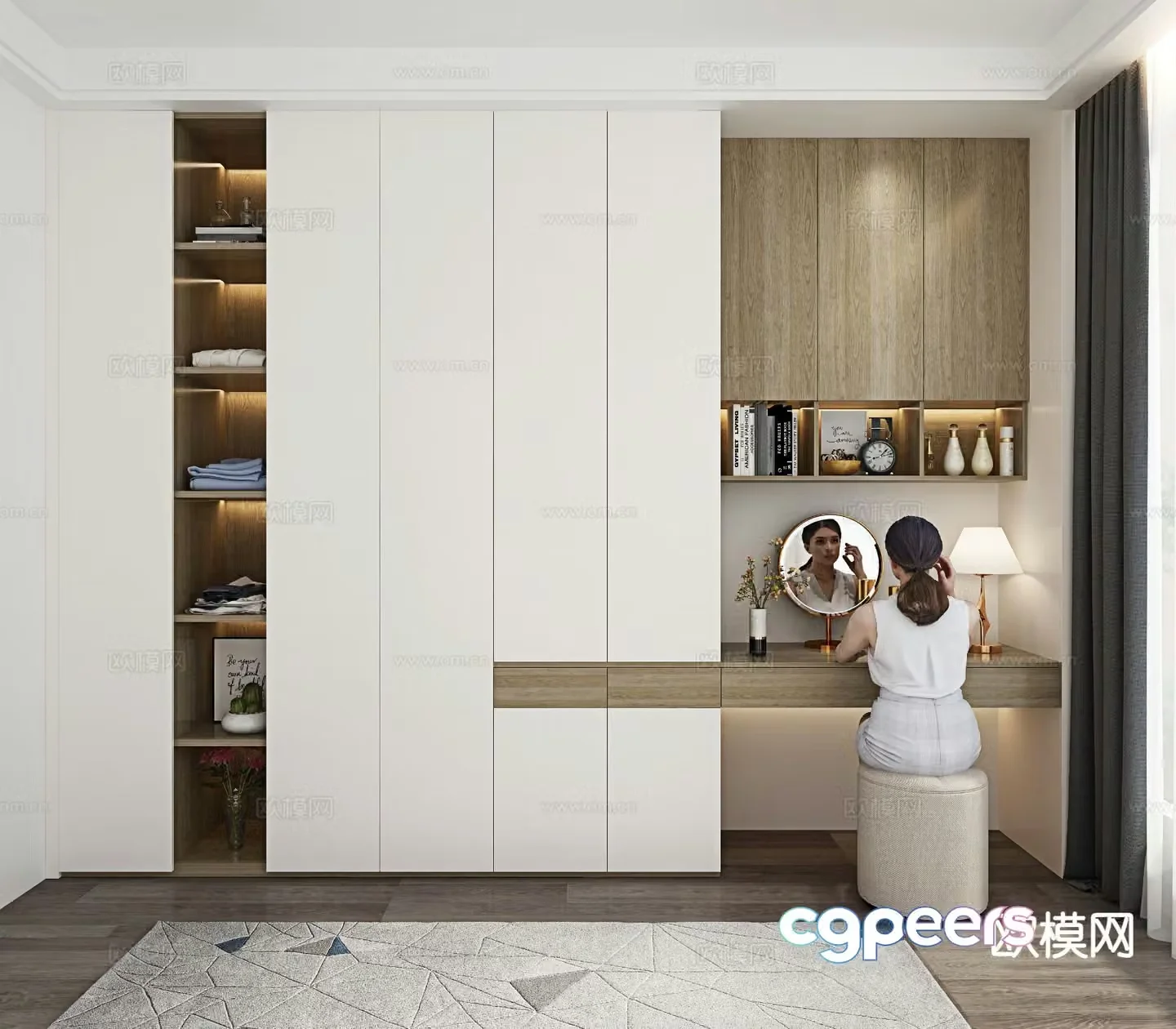 Modern wardrobe dresser integrated cabinet 3d model