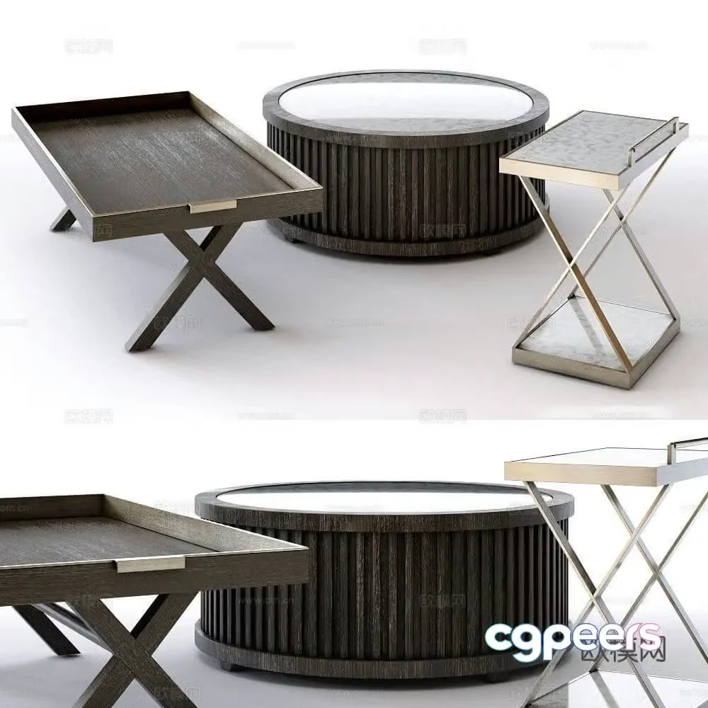 Modern square coffee table round coffee table 3d model
