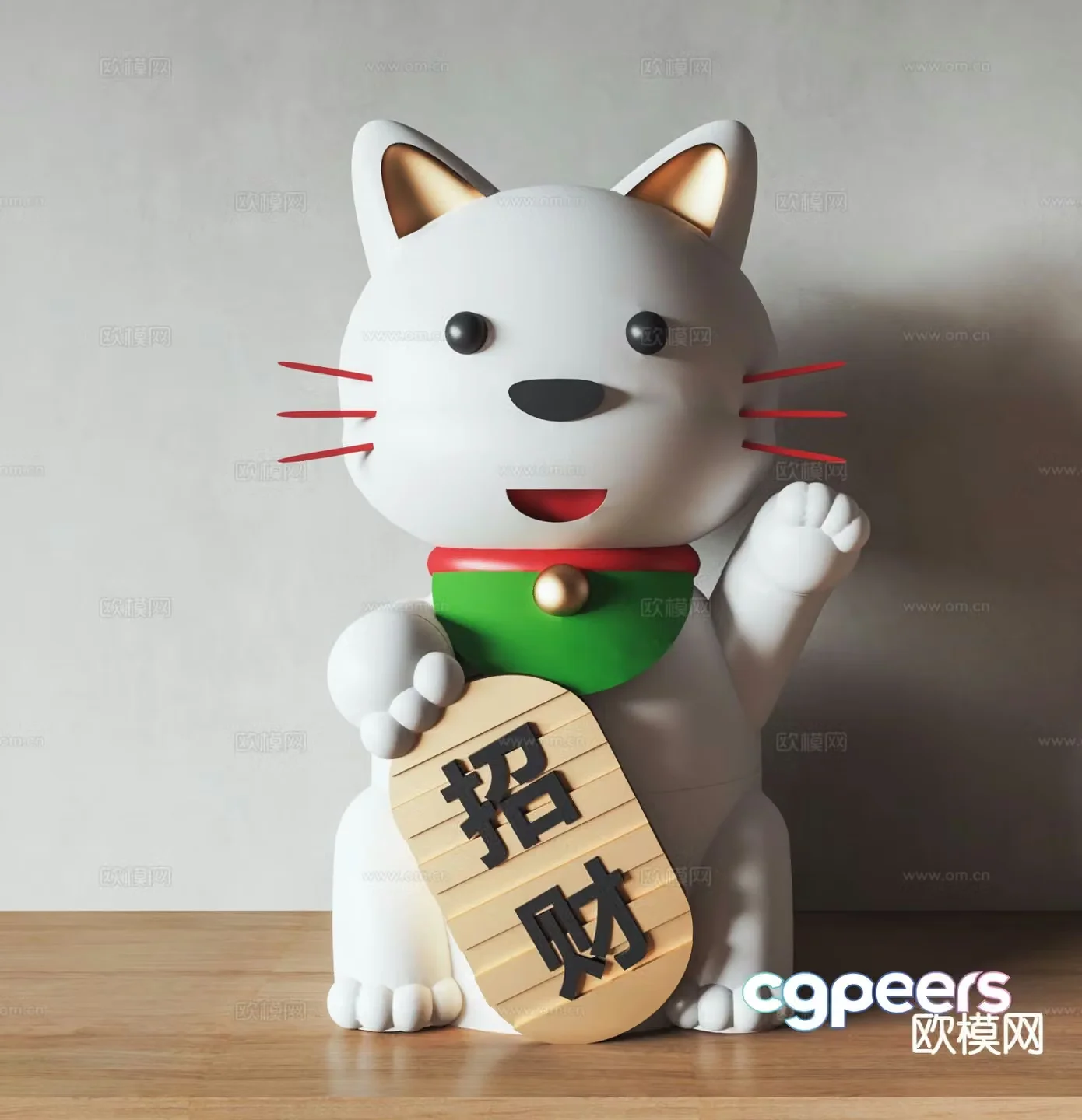 Lucky Cat Sculpture Doll Cartoon Ornament 3D Model