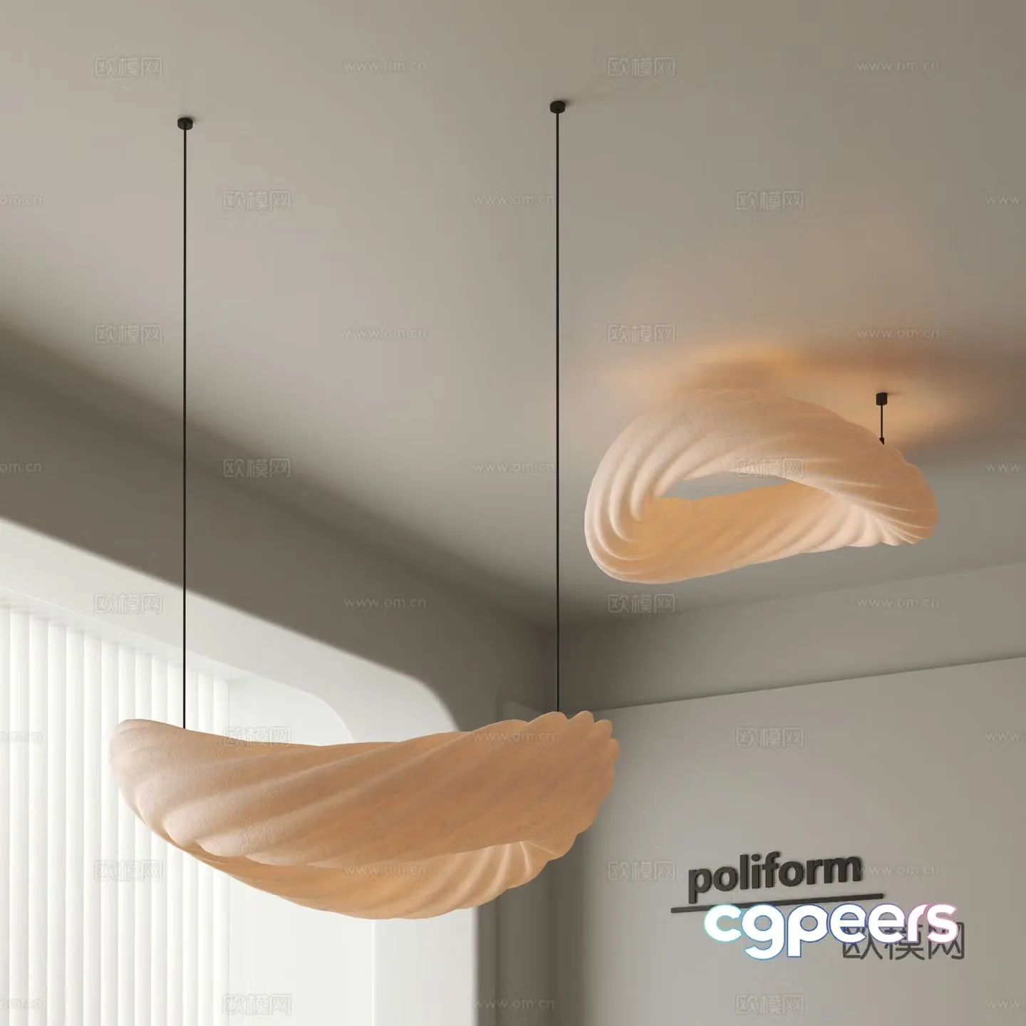 Creamy Chandelier Bedroom Chandelier 3D Model