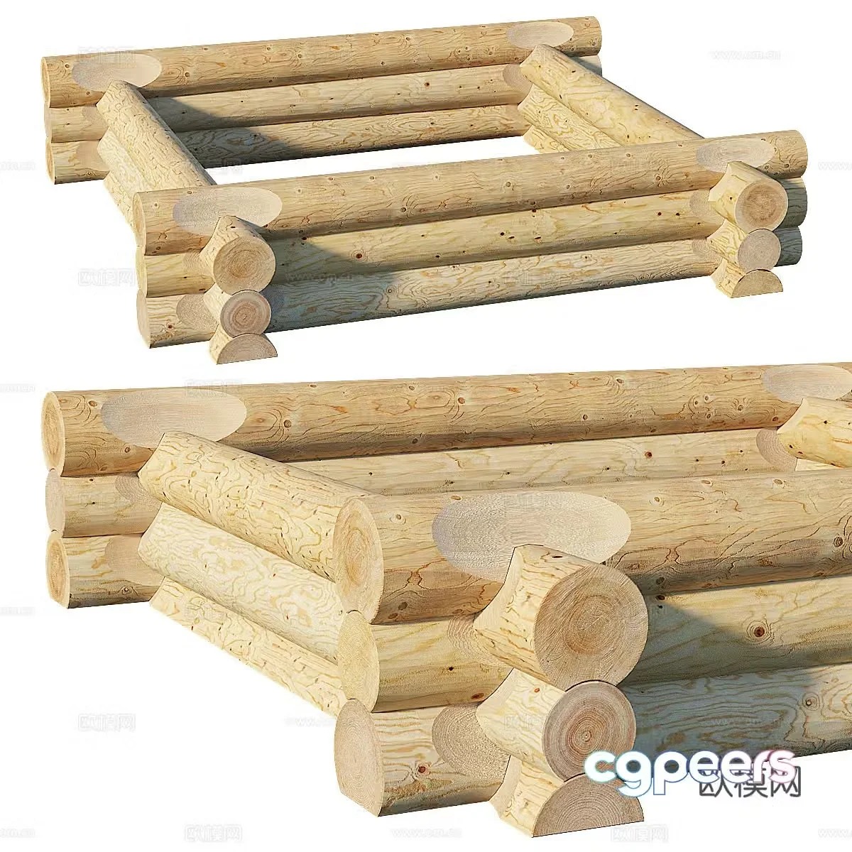 Wooden square column partition 3d model