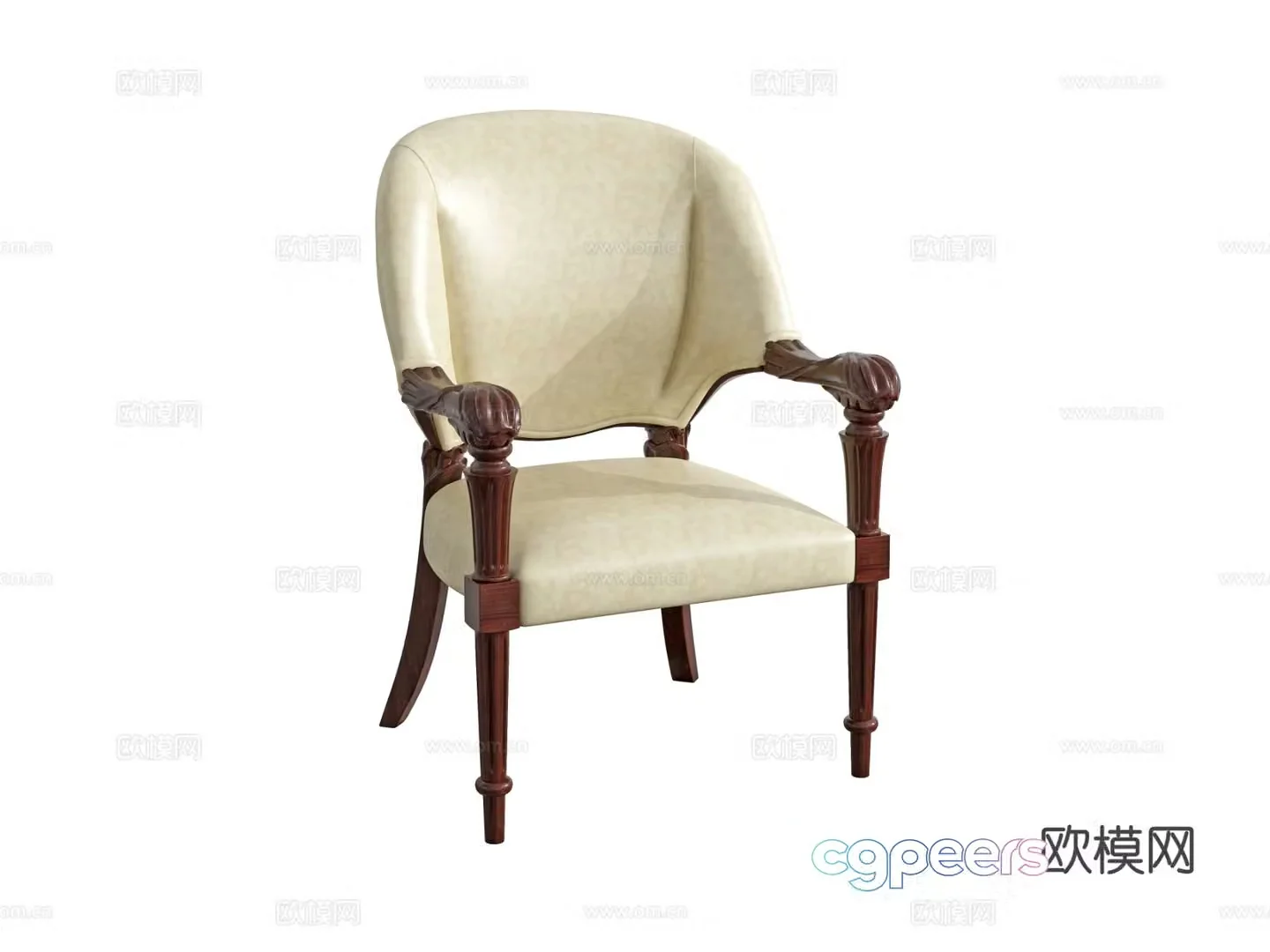 Simple European chair leisure chair 3d model