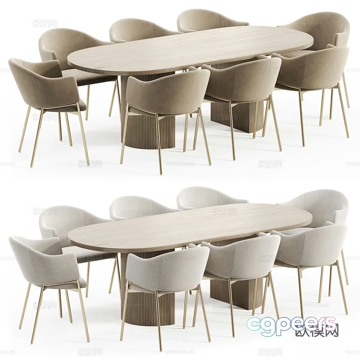 New Chinese dining table and chairs 3d model