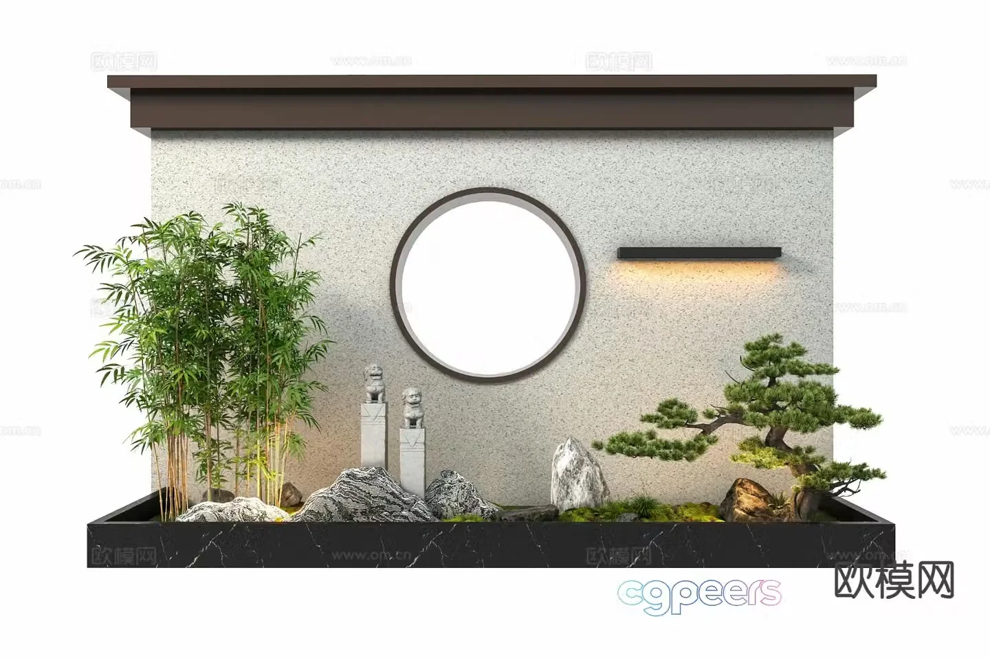 Chinese courtyard landscape wall 3D model